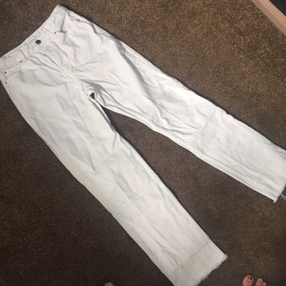 Topshop 4 white high waisted button fly jeans